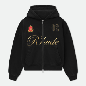 GSTAAD RHUDE ZIP UP HOODIE BLACK